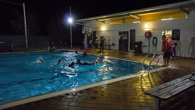 The Fitzroy Crossing pool at midnight